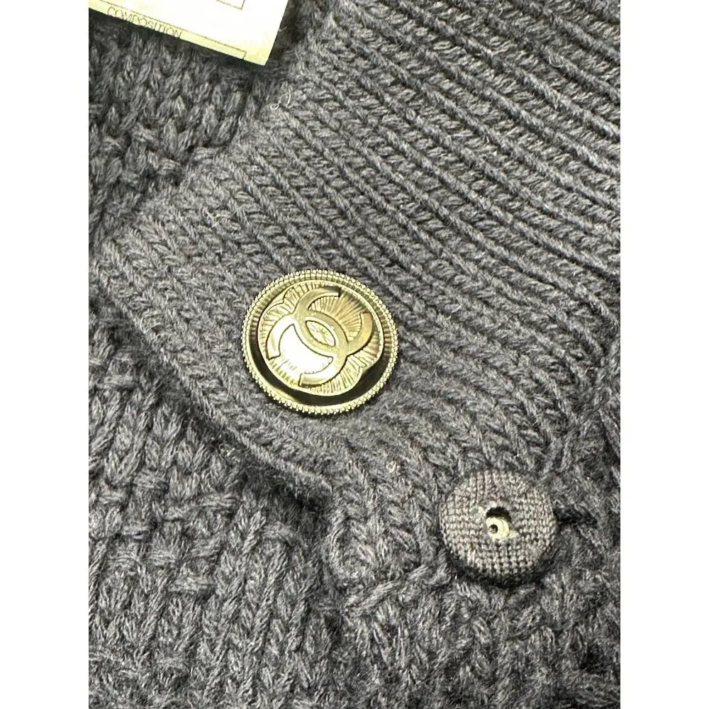 Chanel 13B Black Wool Cashmere Chunky Knit Sweater Coat Sz.38